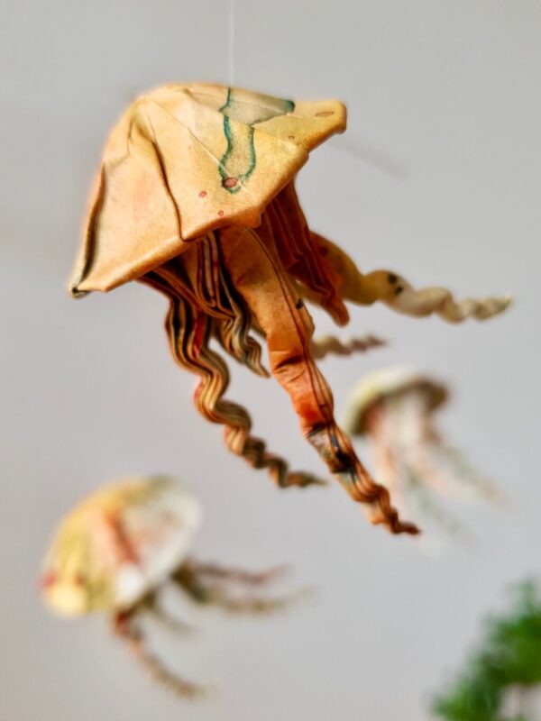 A brown origami jellyfish