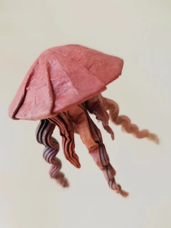 A red origami jellyfish