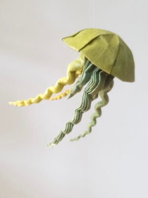 A green origami jellyfish