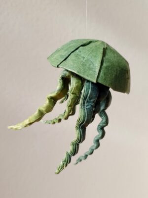 A green origami jellyfish