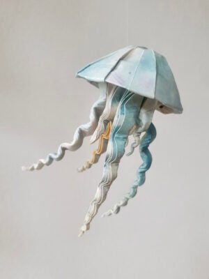 A blue origami jellyfish